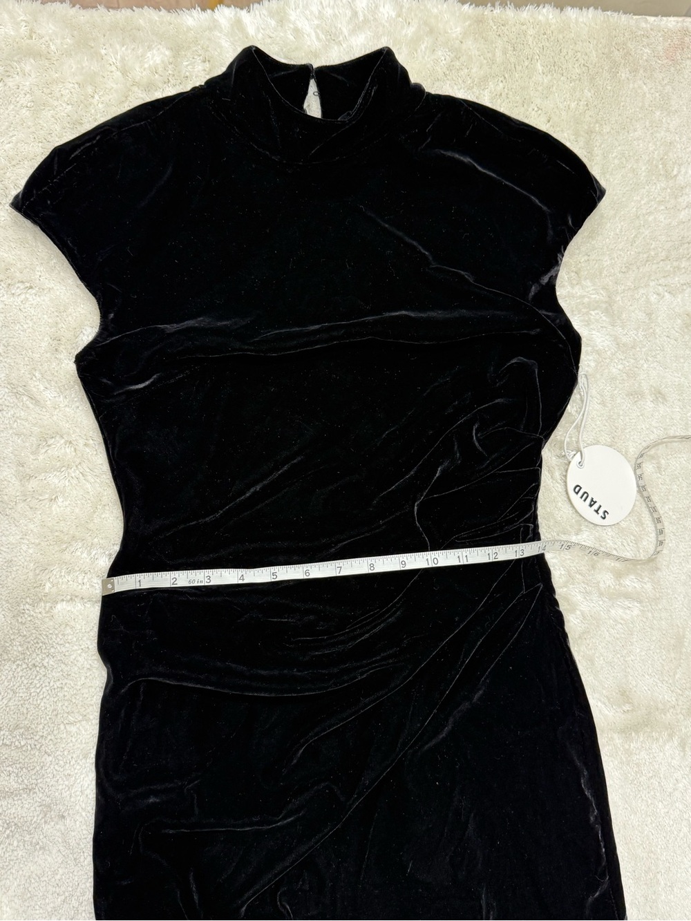 NWT STAUD Tina Maxi MockNeck Open Back Rushed Gown Dress, size 4 - Picture 12 of 16
